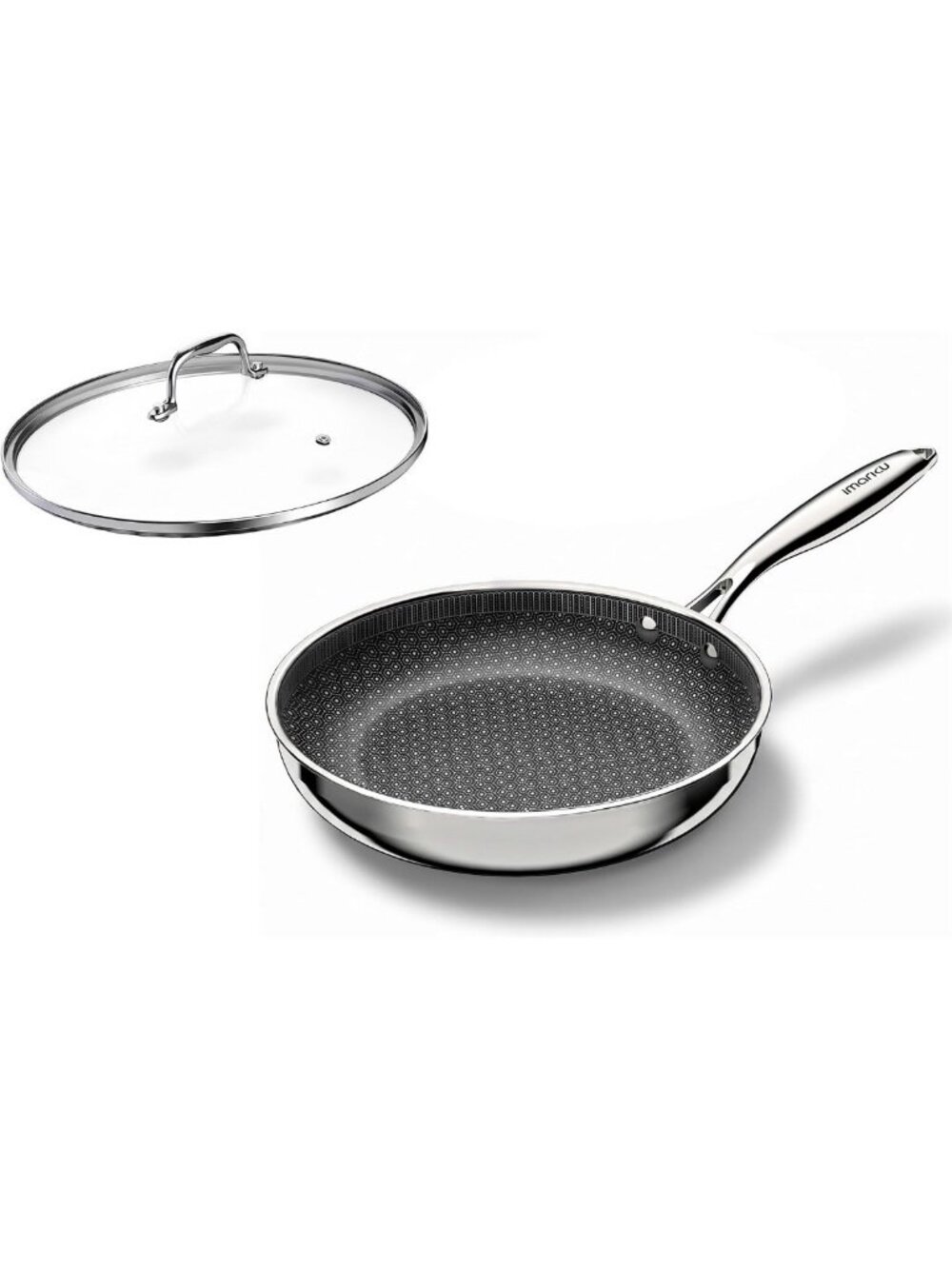 8-Inch Non-Stick Frying Pan with Lid | Ceramic-Coated Stainless Steel Cookware